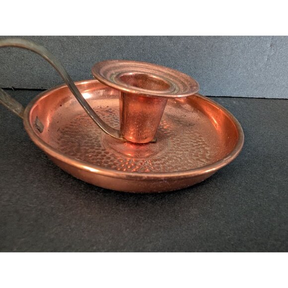 Vintage Copper Chamberstick Candle Holder With Handle Coppercraft - Picture 2 of 5
